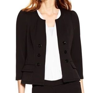 White House Black Market 3/4 Sleeve Black Seasonless Peplum Jacket Size 12